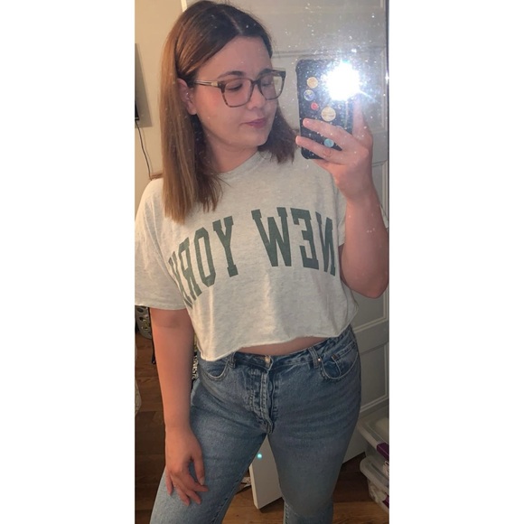 Brandy Melville Tops - Gray New York Graphic Crop Top
